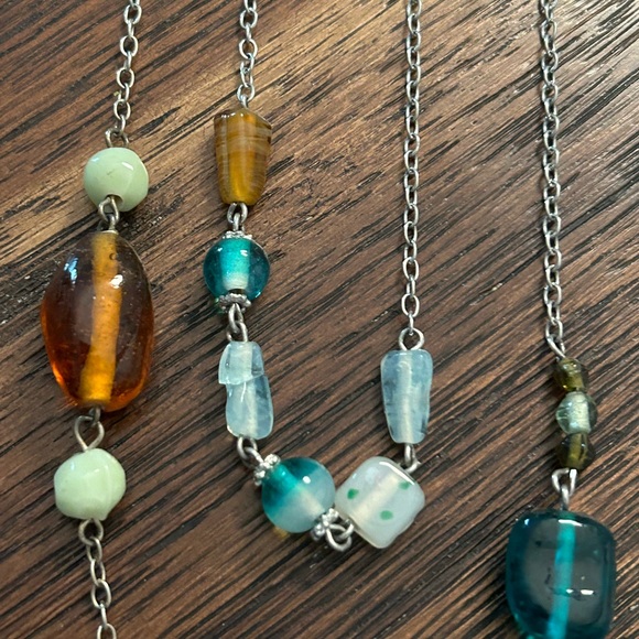 HUGE SALE! VINTAGE ARTISAN ART DECO BLOWN GLASS DOUBLE STRAND NECKLACE - Picture 7 of 8